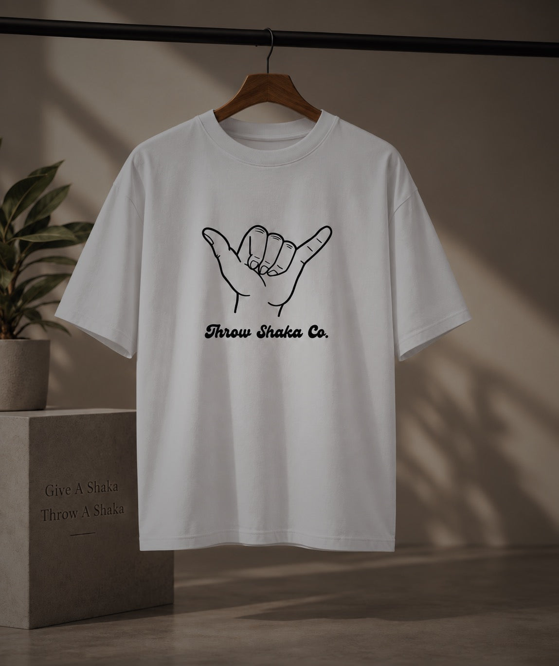 Throw Shaka Oversized Tee (White)