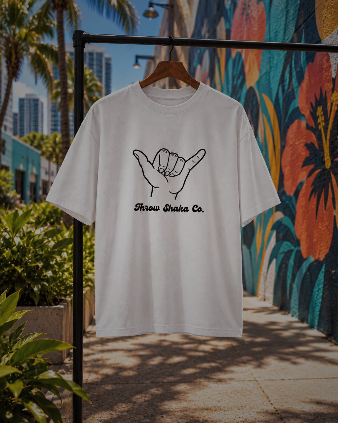 Throw Shaka Oversized Tee (White)